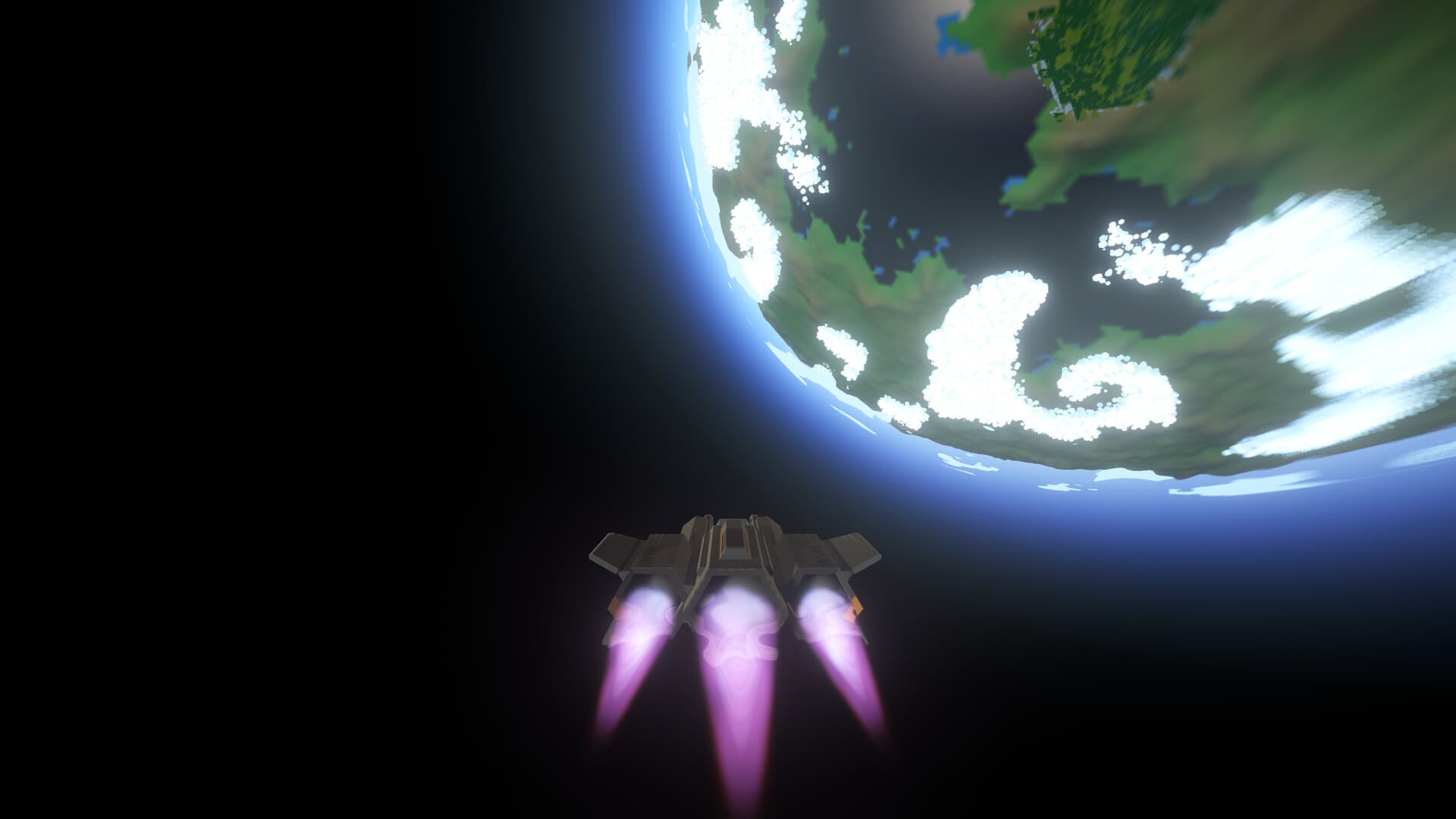 A spaceship ascending from an alien planet
